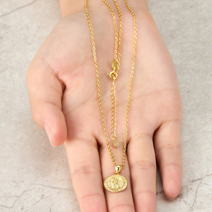 18k Gold Plated Sterling Silver St Christopher Necklace