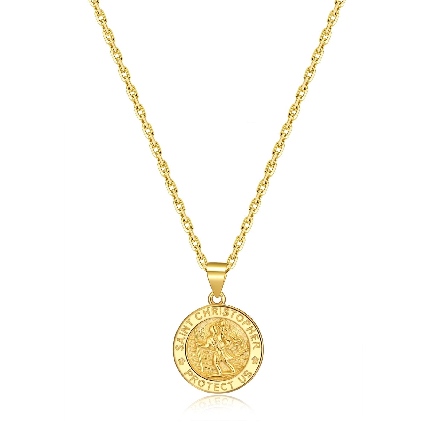 18k Gold Plated Sterling Silver St Christopher Necklace
