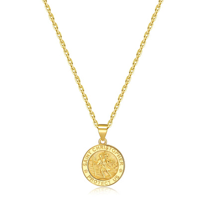 18k Gold Plated Sterling Silver St Christopher Necklace
