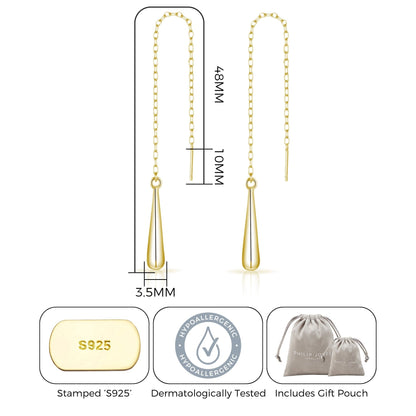 Gold Plated Sterling Silver Teardrop Thread Earrings