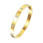 Gold Plated Stud Bangle Created with Zircondia® Crystals (7 Inch)