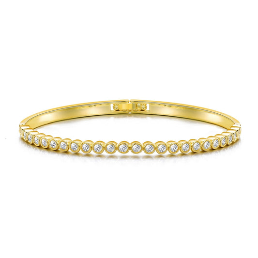 Gold Plated Tennis Bangle Created with Zircondia® Crystals (7 Inch)