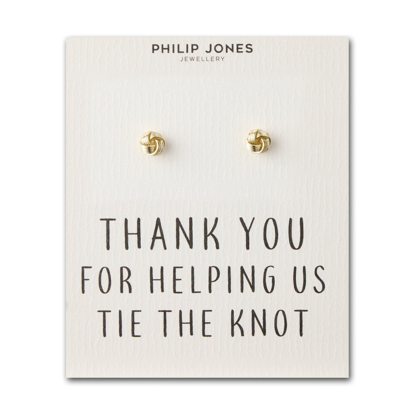 Gold Plated Thank You for Helping us Tie The Knot Bridal Earrings with Quote Card