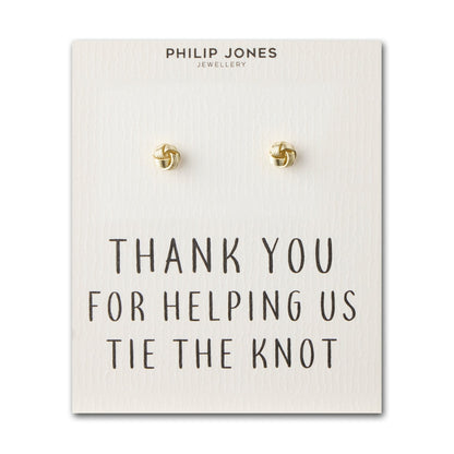 Gold Plated Thank You for Helping us Tie The Knot Bridal Earrings with Quote Card