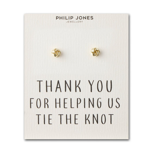 Gold Plated Thank You for Helping us Tie The Knot Bridal Earrings with Quote Card