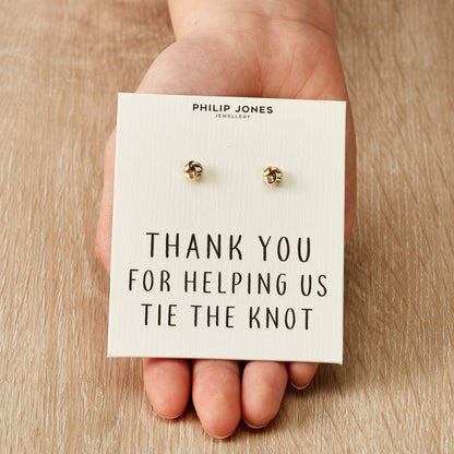 Gold Plated Thank You for Helping us Tie The Knot Bridal Earrings with Quote Card