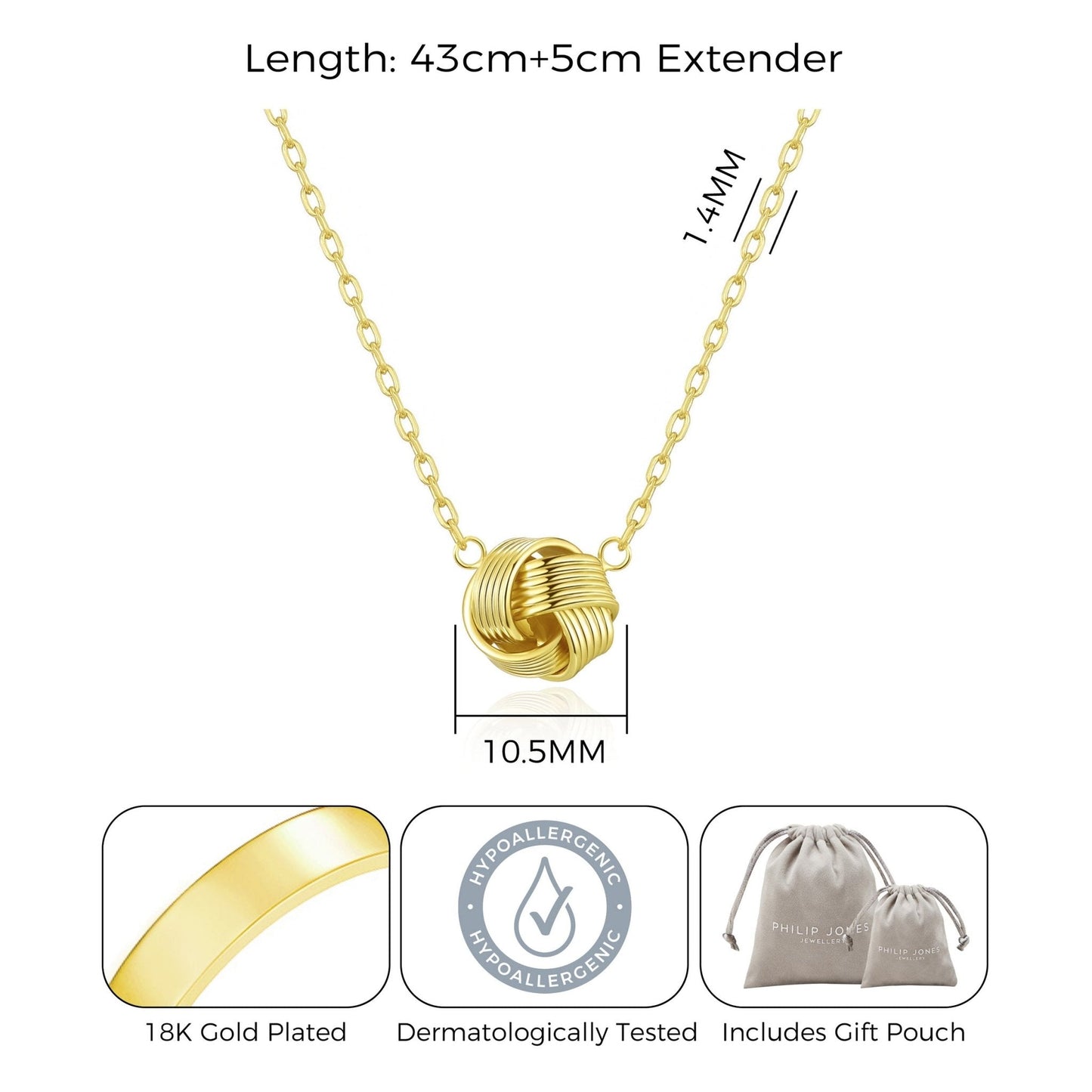 Gold Plated Love Knot Necklace with Quote Card