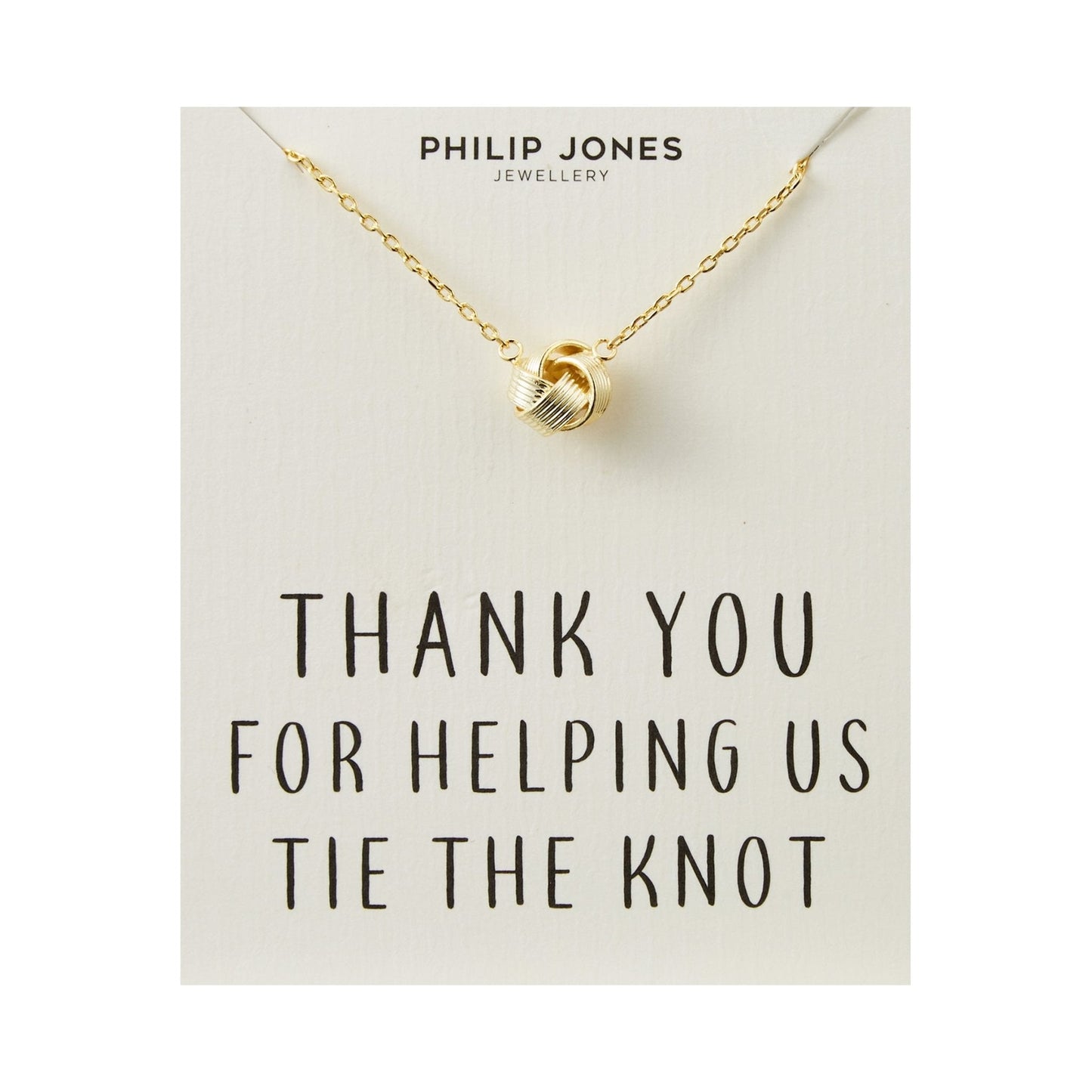 Gold Plated Thank You for Helping us Tie The Knot Bridal Necklace with Quote Card