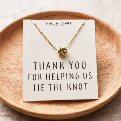 Gold Plated Thank You for Helping us Tie The Knot Bridal Necklace with Quote Card