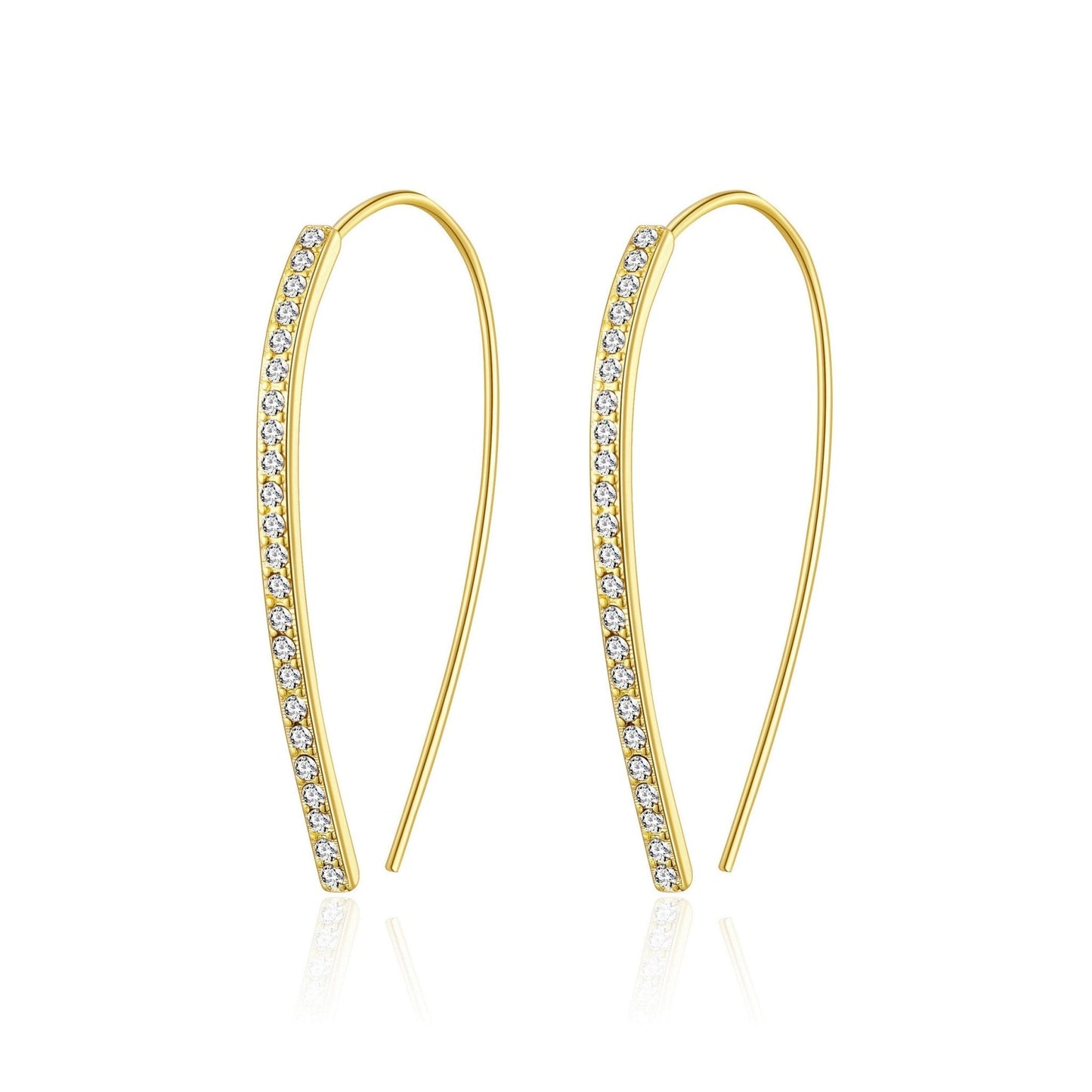 Gold Plated Thread Earrings Created with Zircondia® Crystals