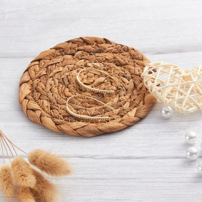 Gold Plated Thread Earrings Created with Zircondia® Crystals