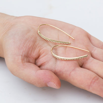 Gold Plated Thread Earrings Created with Zircondia® Crystals