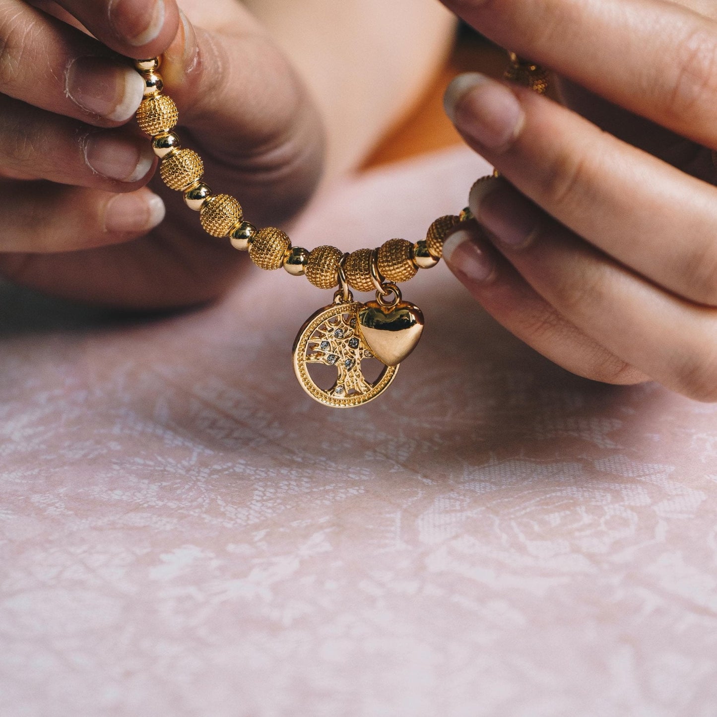 Gold Plated Tree of Life Bangle Created with Zircondia® Crystals