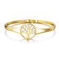 Gold Plated Tree of Life Bangle Created with Zircondia® Crystals (7 Inch)