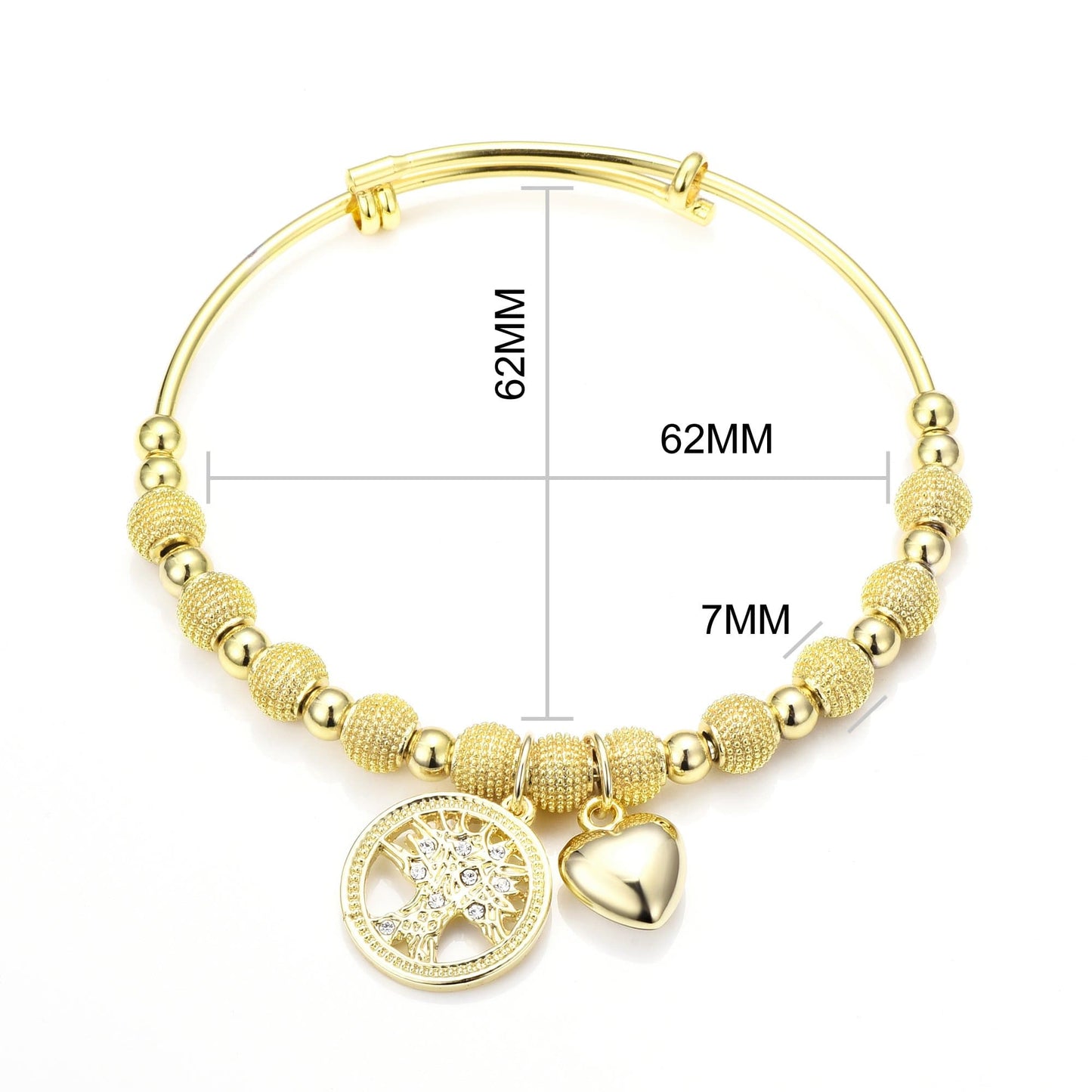 Gold Plated Tree of Life Bangle Created with Zircondia® Crystals