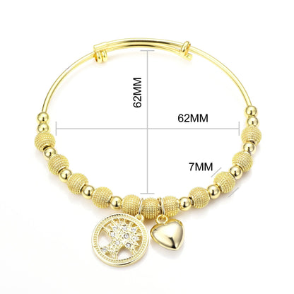Gold Plated Tree of Life Bangle Created with Zircondia® Crystals