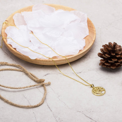 Gold Plated Tree of Life Necklace Created with Zircondia® Crystals