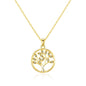 Gold Plated Tree of Life Necklace Created with Zircondia® Crystals