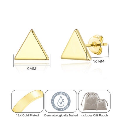Gold Plated Triangle Stud Earrings