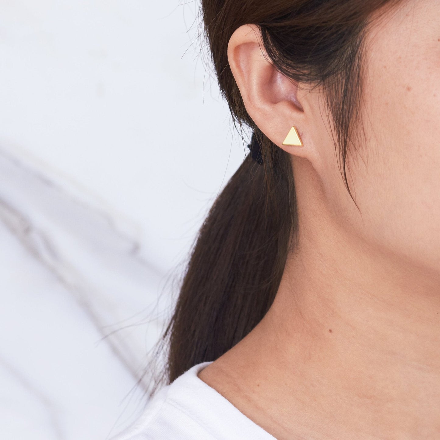 Gold Plated Triangle Stud Earrings