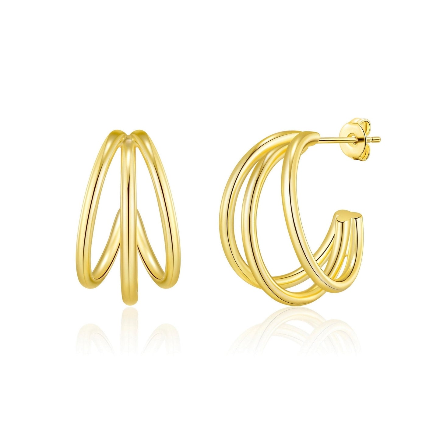 Gold Plated Triple Illusion Hoop Earrings