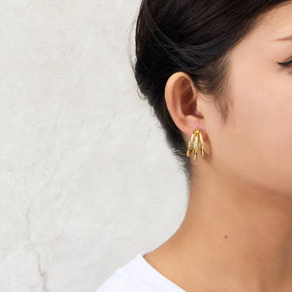 Gold Plated Triple Illusion Hoop Earrings