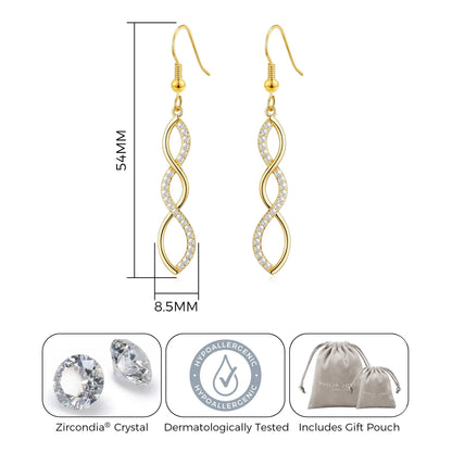Gold Plated Twist Drop Earrings Created with Zircondia® Crystals