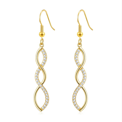 Gold Plated Twist Drop Earrings Created with Zircondia® Crystals