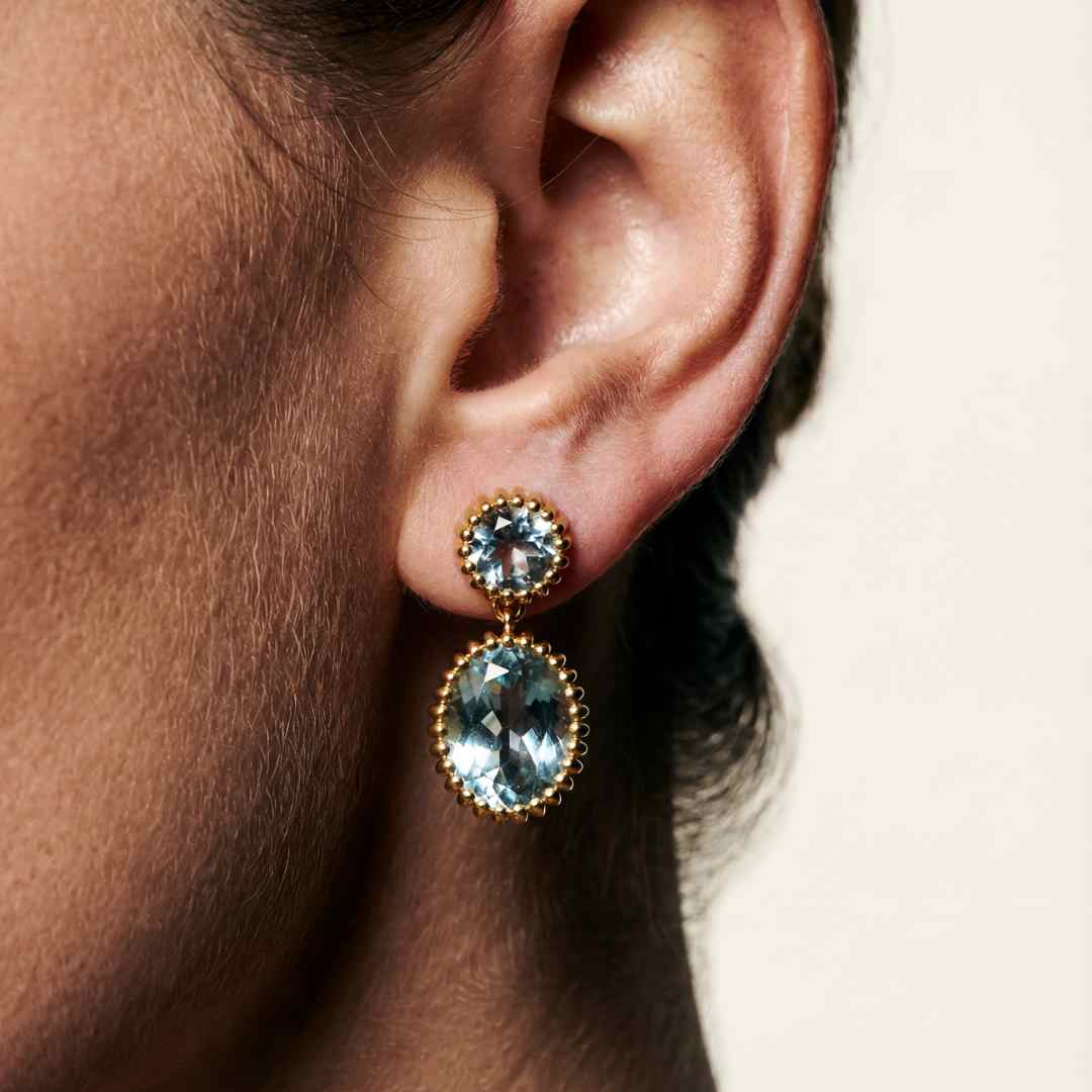 Gold Sky Blue Topaz Aurelia Earrings