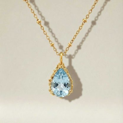Gold Vermeil Blue Topaz Necklace - Aurelia