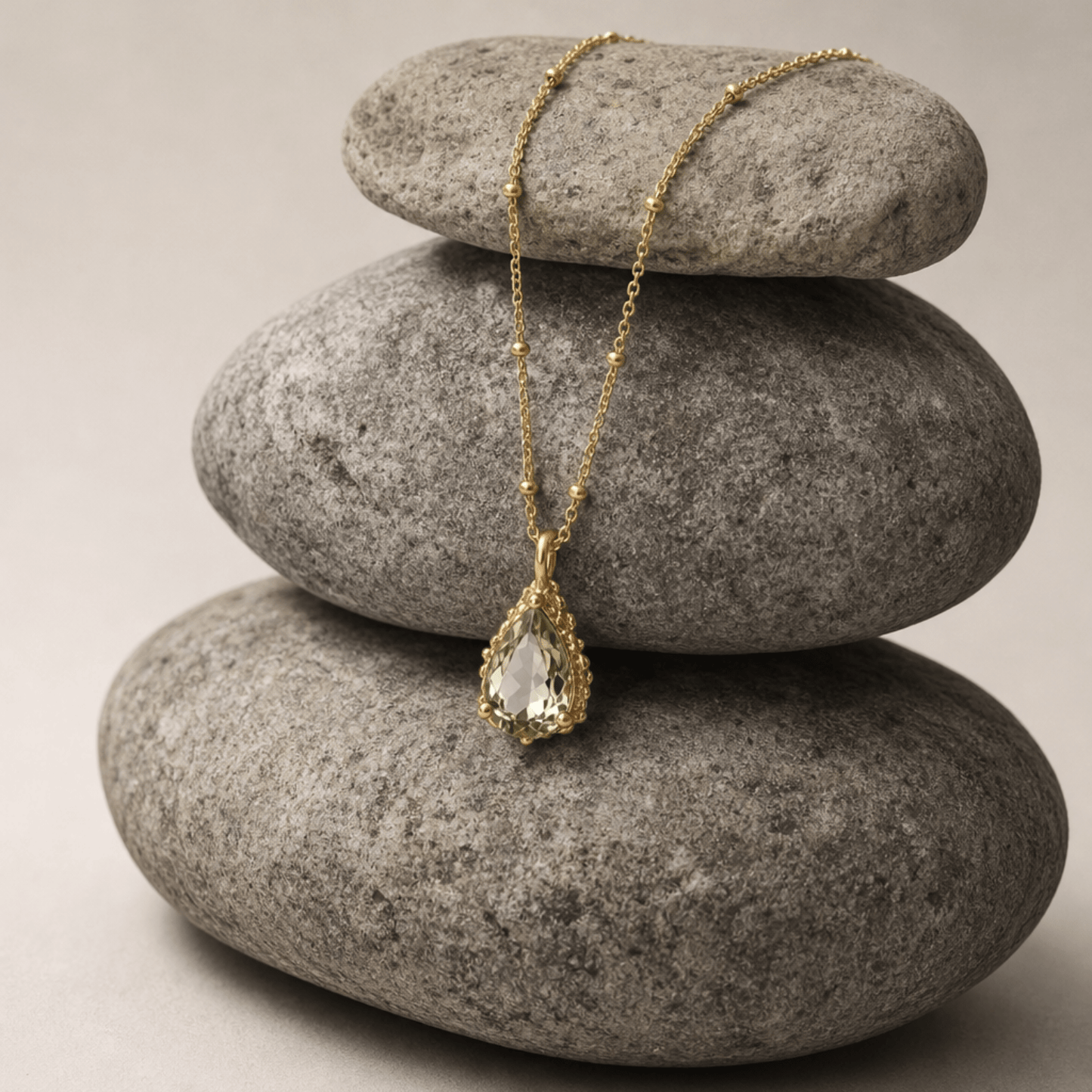 Gold Vermeil Green Quartz Necklace - Alba