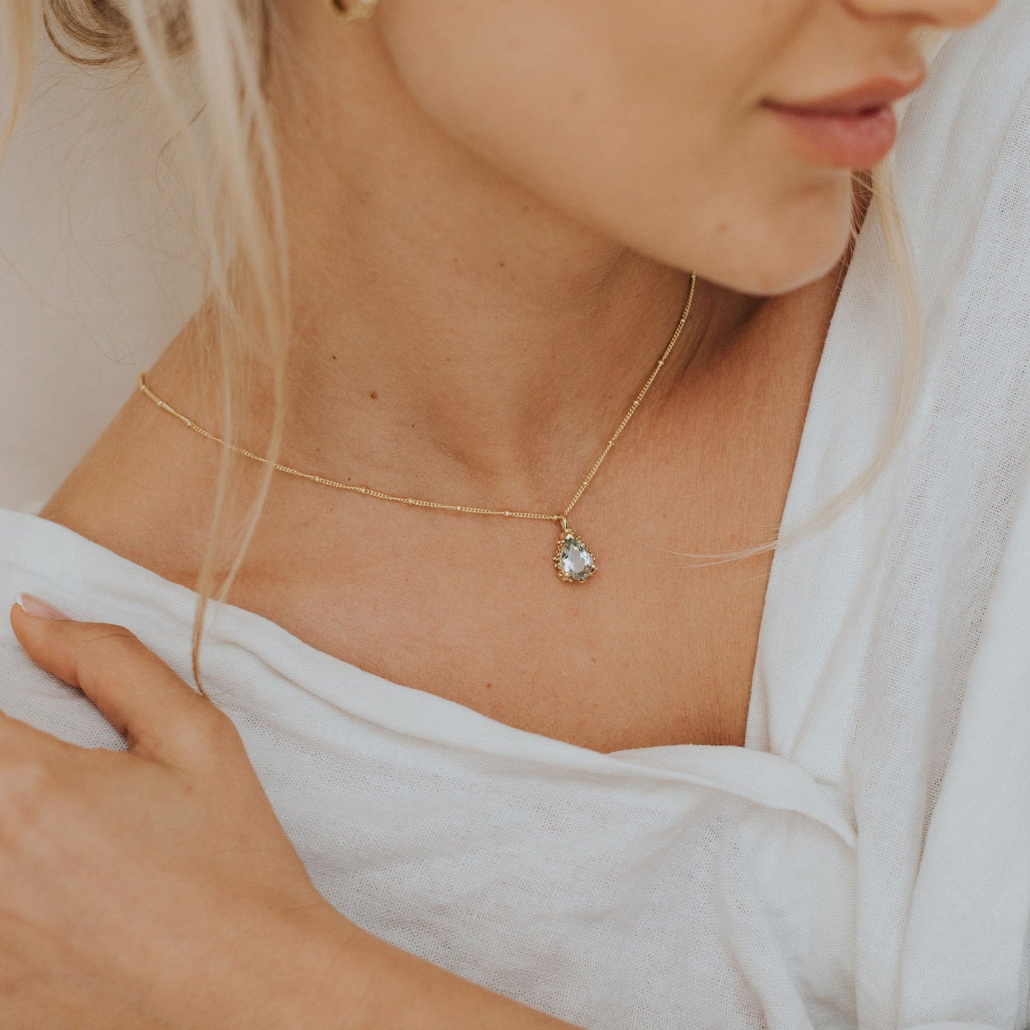 Gold Vermeil Green Quartz Necklace - Alba