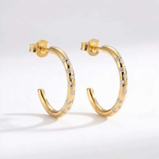 Gold White Topaz Gemstone - Seren Hoops