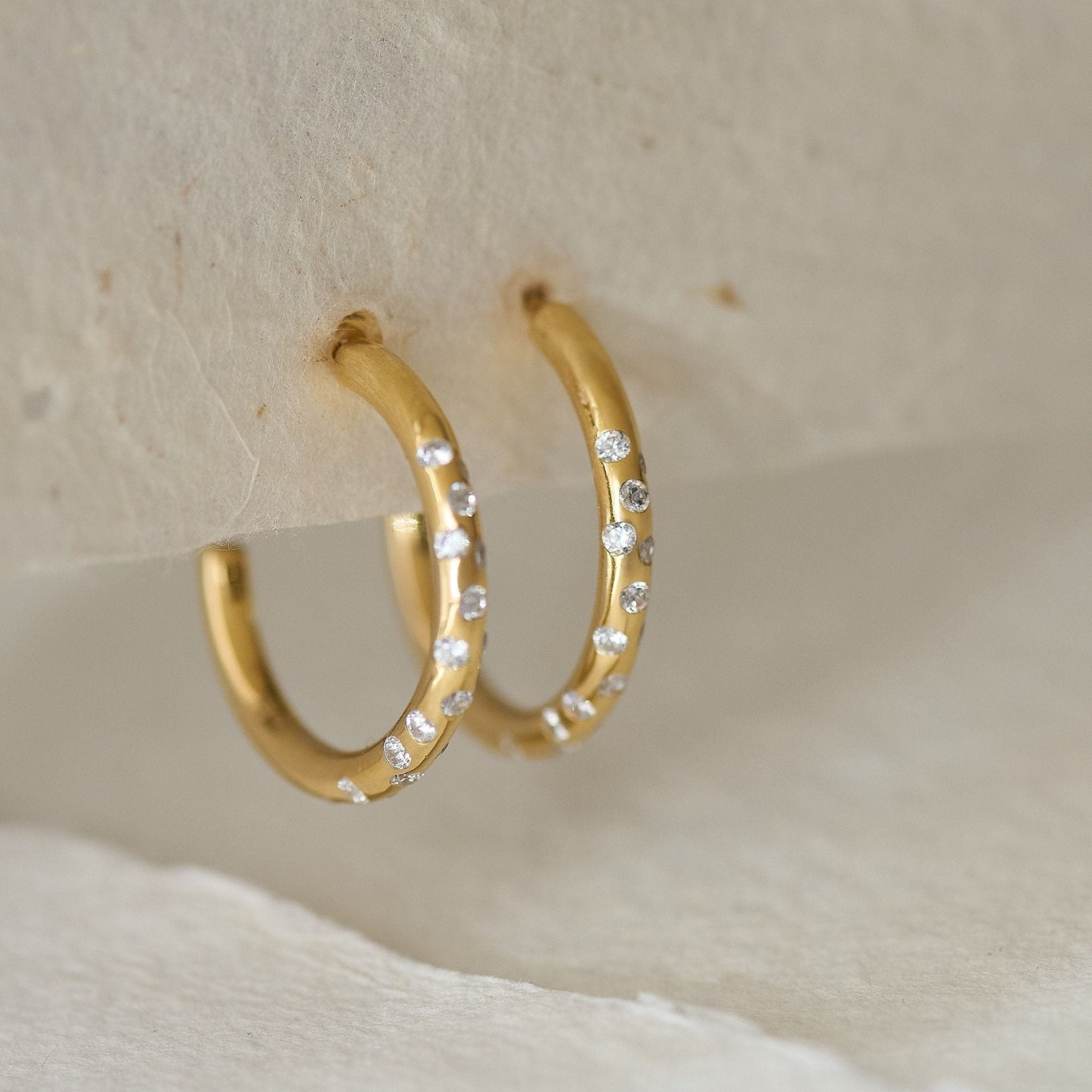 Gold White Topaz Gemstone - Seren Hoops