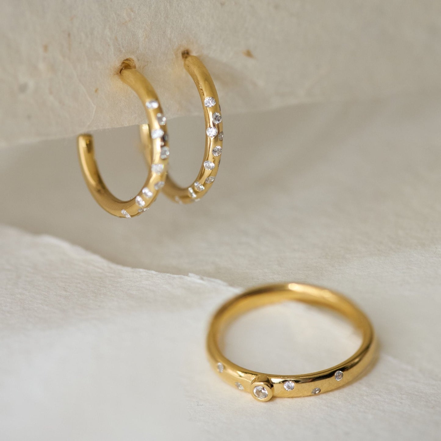 Gold White Topaz Gemstone - Seren Hoops