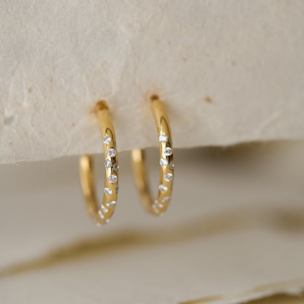 Gold White Topaz Gemstone - Seren Hoops