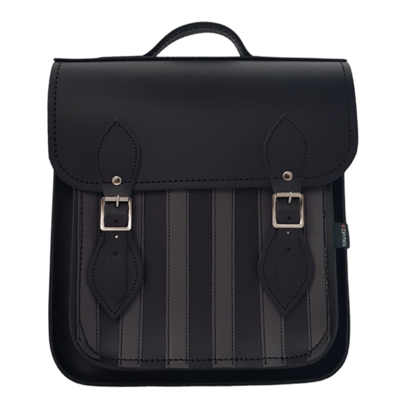 Sac à dos de ville en cuir fait main - Rayures gothiques gris et noir