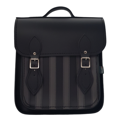 Sac à dos de ville en cuir fait main - Rayures gothiques gris et noir