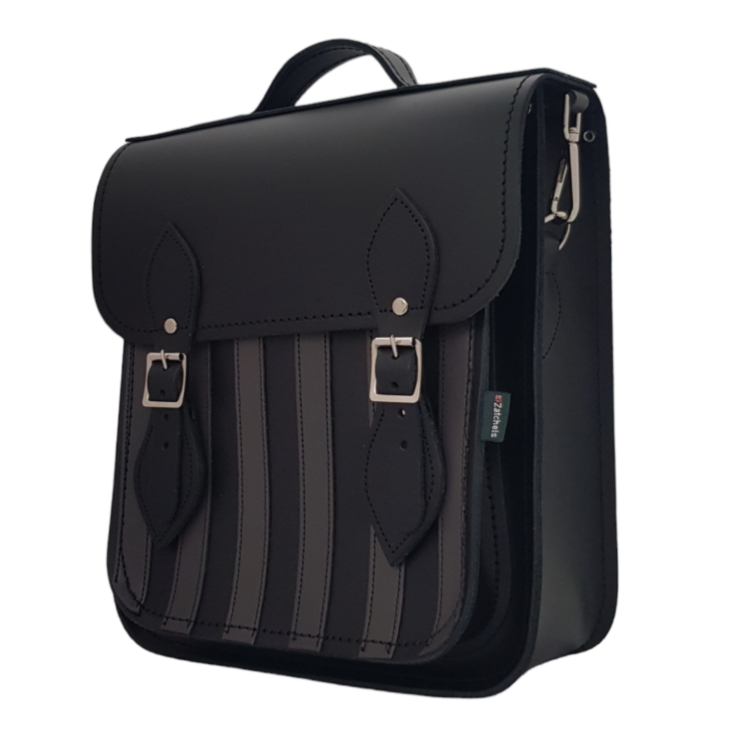 Sac à dos de ville en cuir fait main - Rayures gothiques gris et noir