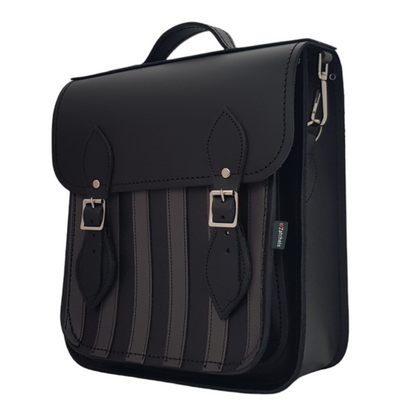 Sac à dos de ville en cuir fait main - Rayures gothiques gris et noir