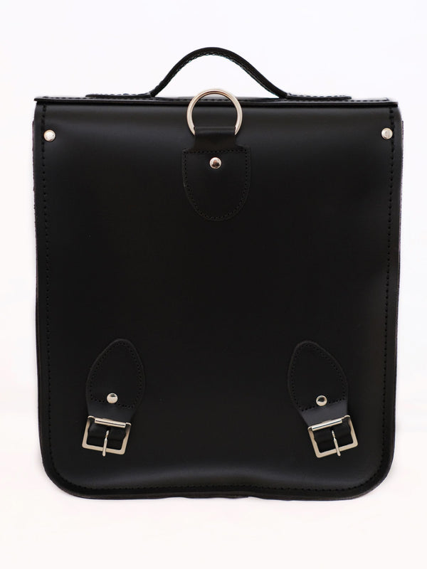 Sac à dos de ville en cuir fait main - Rayures Gothiques Blanches et Noires