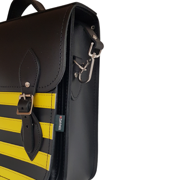 Sac à dos de ville en cuir fait main - Rayé gothique jaune et noir