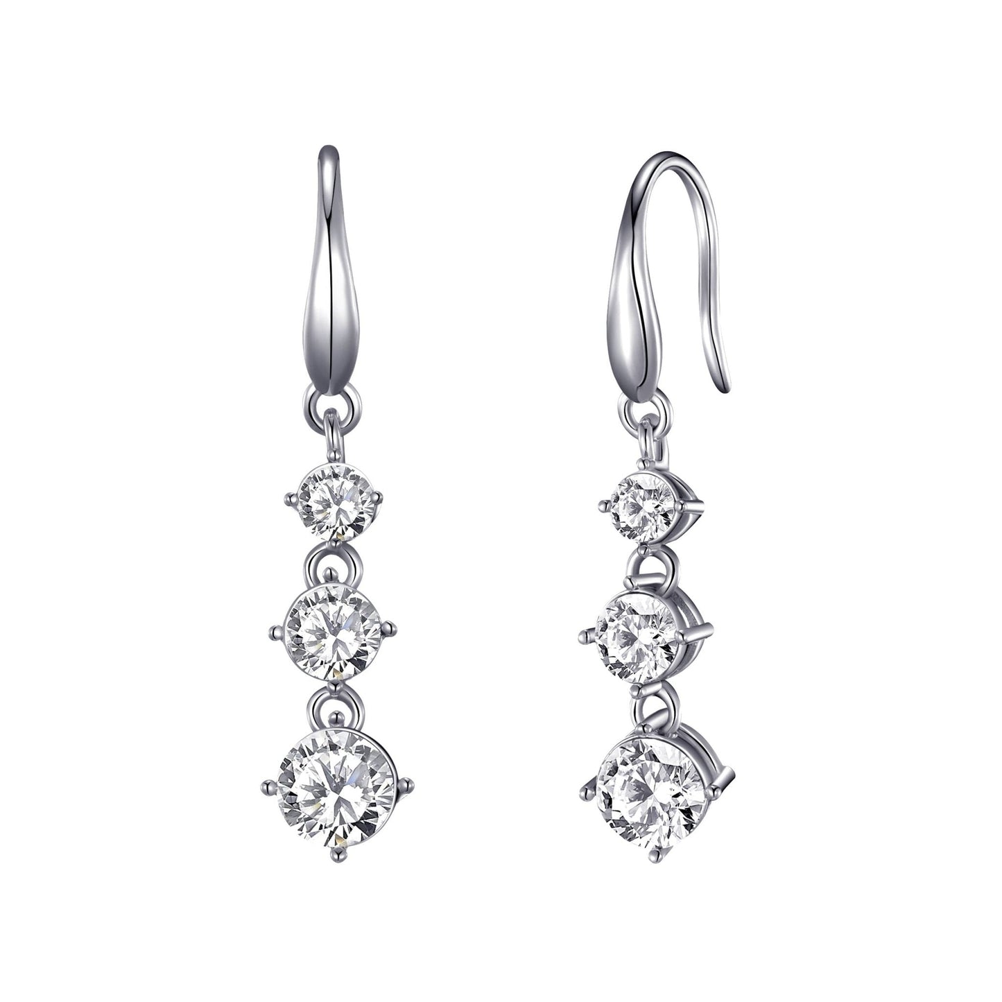 Graduated Drop Earrings Created with Zircondia® Crystals