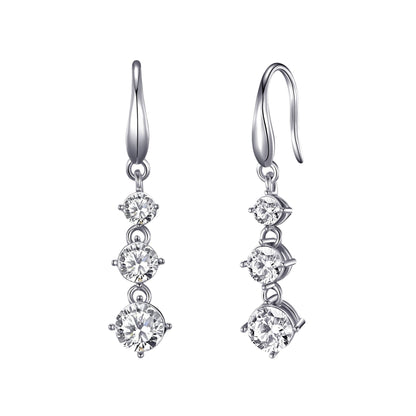 Graduated Drop Earrings Created with Zircondia® Crystals