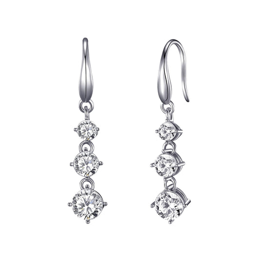 Graduated Drop Earrings Created with Zircondia® Crystals