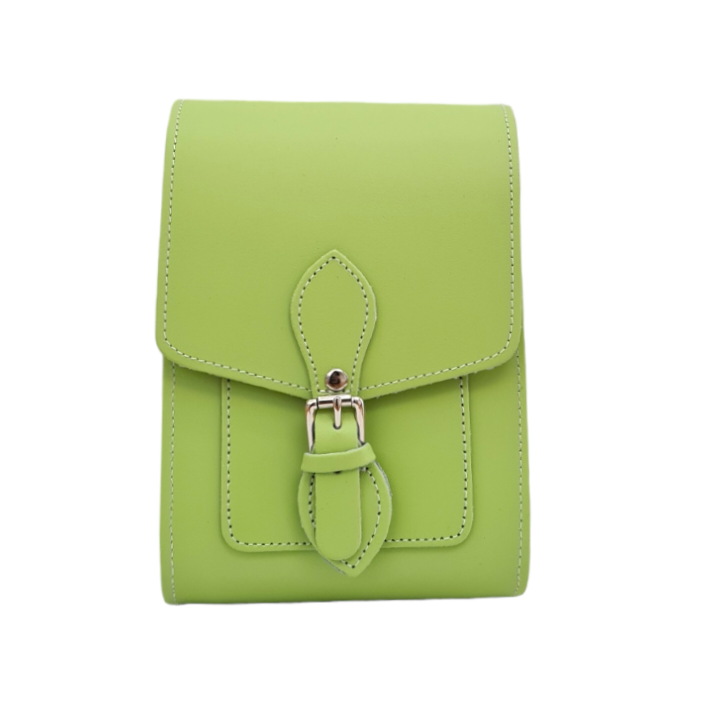Sac de téléphone en cuir fait main pour festival - Vert prairie