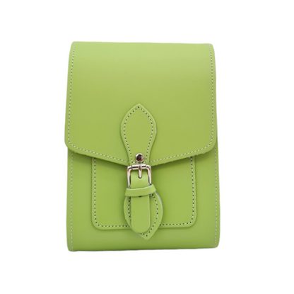 Sac de téléphone en cuir fait main pour festival - Vert prairie