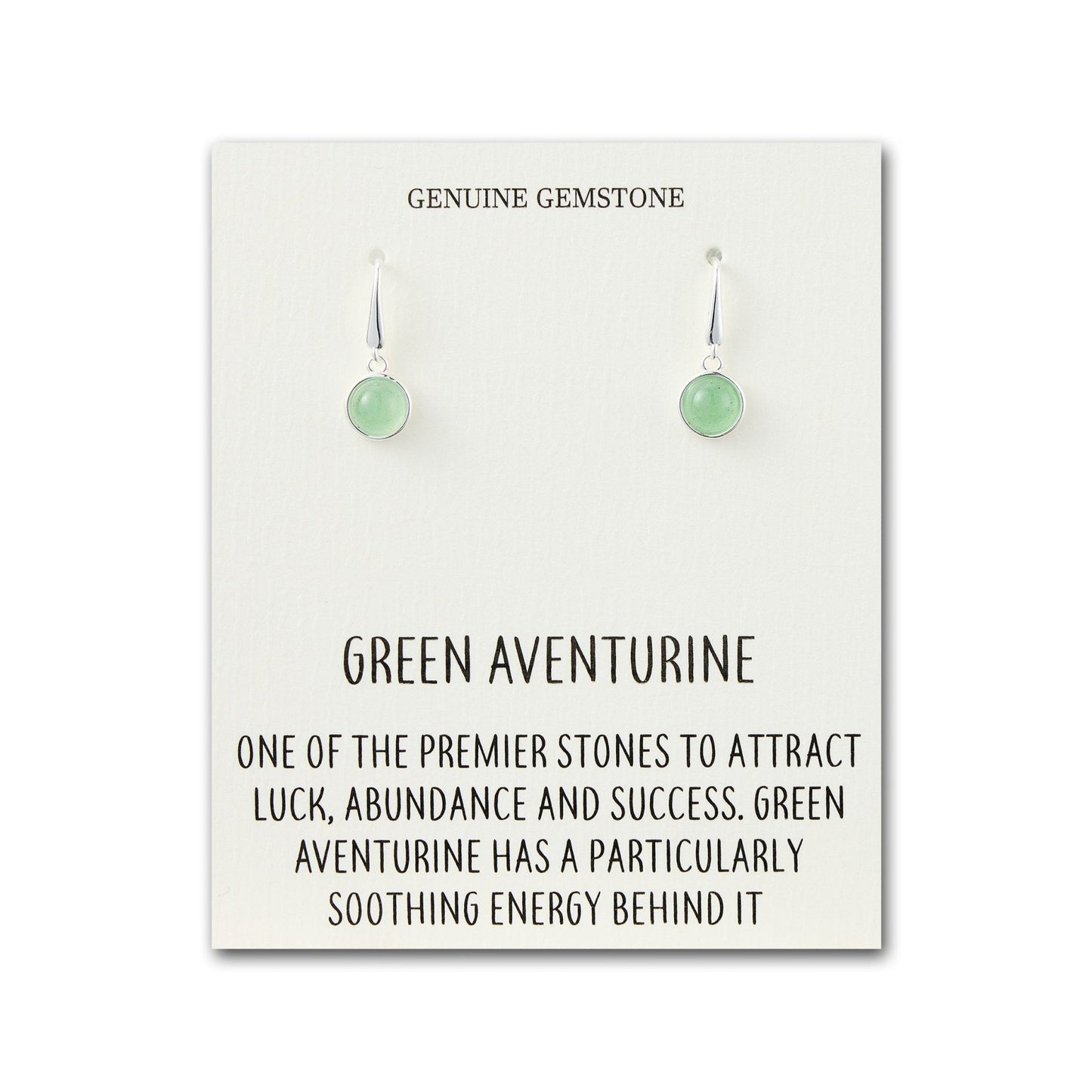 Green Aventurine Drop Earrings with Quote Card