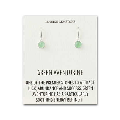 Green Aventurine Drop Earrings with Quote Card