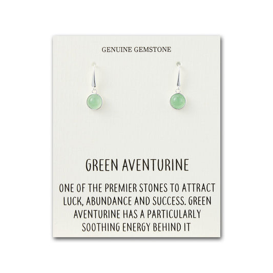 Green Aventurine Drop Earrings with Quote Card